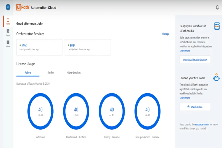 screenshot of UiPath Automation Cloud