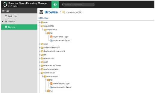 screenshot of Sonatype NEXUS