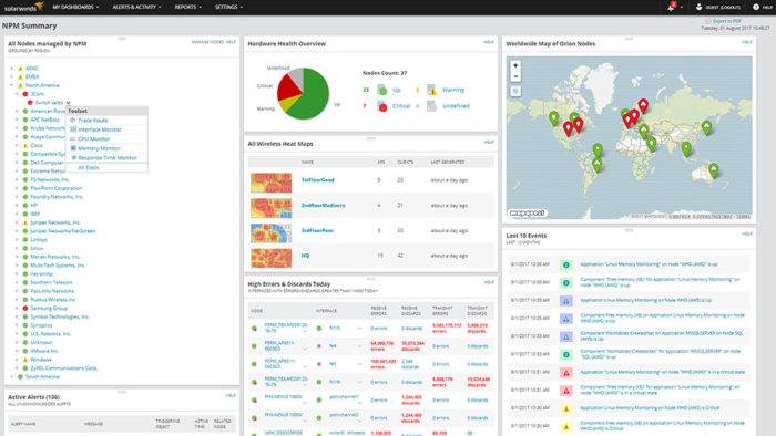 SolarWinds Network Management Screenshot