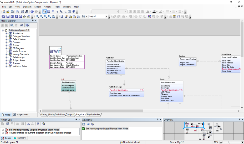 screenshot of erwin Data Modeler