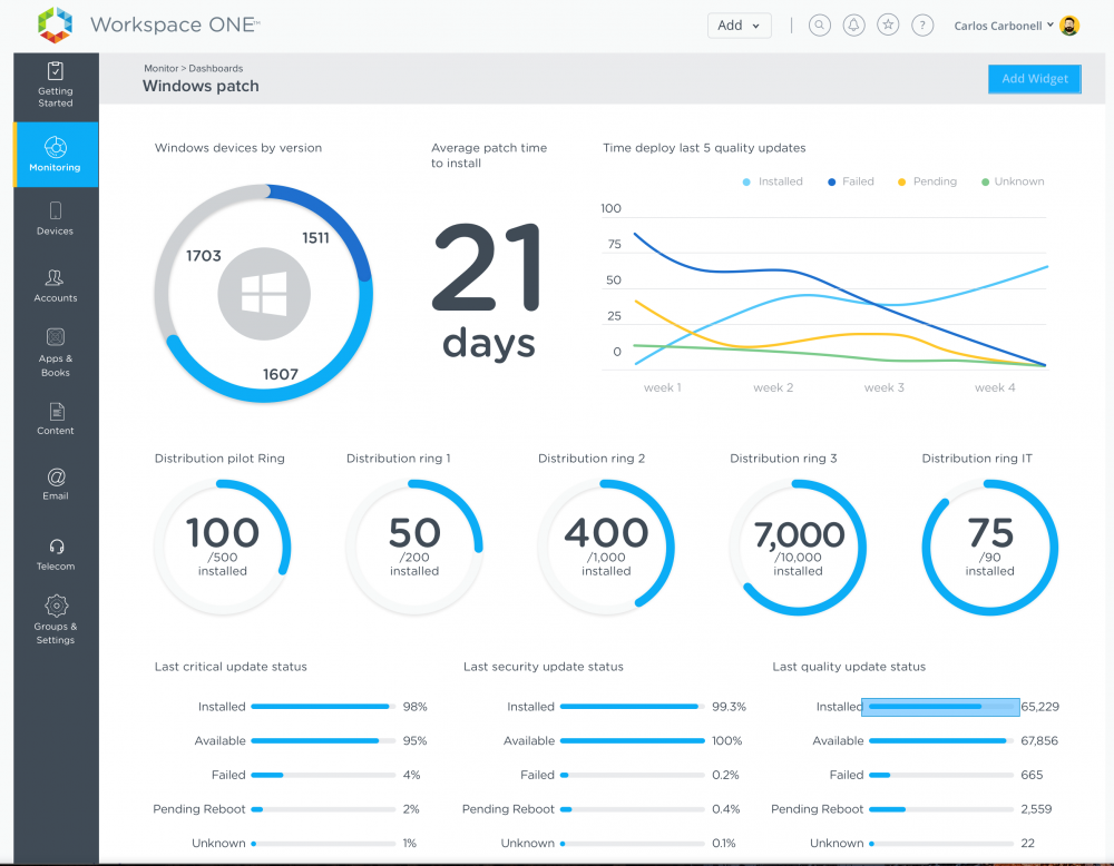 screenshot of Workspace One UEM