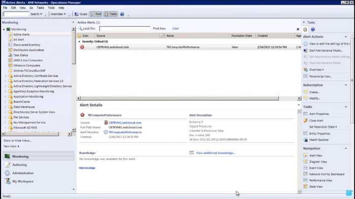 screenshot of microsoft system center