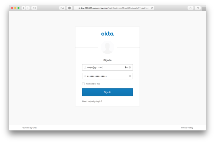 screenshot of okta 