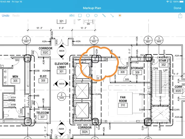 Newforma Plans Mobile App with mark ups. 