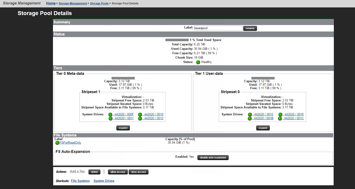 Hitachi Configuration dashboard